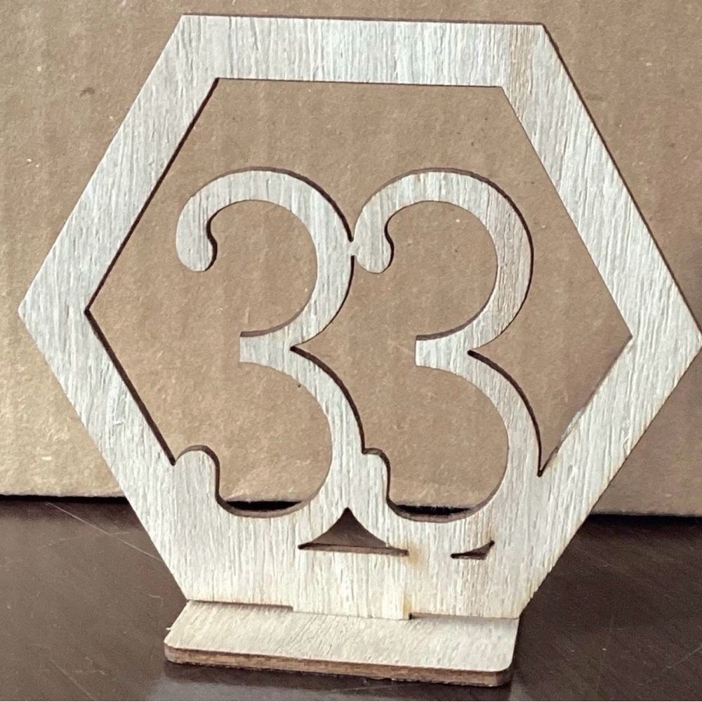 Wooden Hexagon Table Numbers 1 - 40